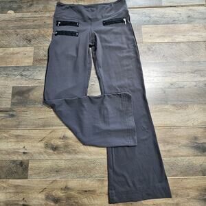 Public Myth Moto Leggings Large Taupe Stretch Pull On Flare Athletic Zipper